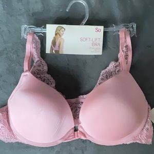 So soft-lift racerback bra.  Front closure with soft lace back.